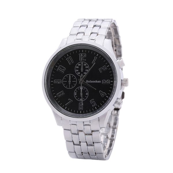 Stainless steel watch.